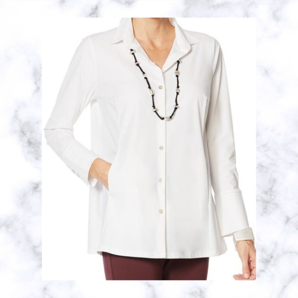 MarlaWynne Luxe StretchTech Shirt with Pockets and Pleats 3x